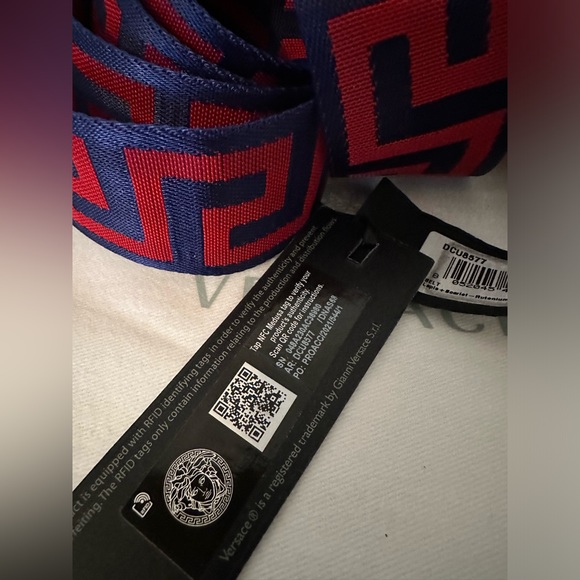 Versace Greca-pattern key lapiz blue adjustable belt (NEW) AUTHENTIC - Picture 13 of 16